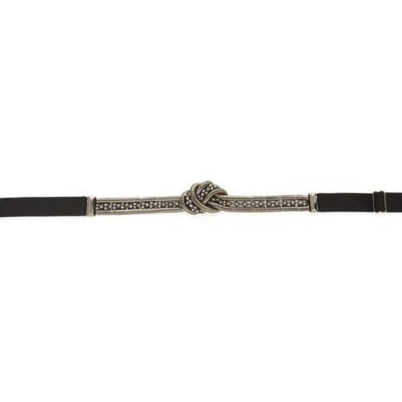 BCBG WAIST BELT GEM KNOTTED GUNMETAL TONED - Picture 3 of 11